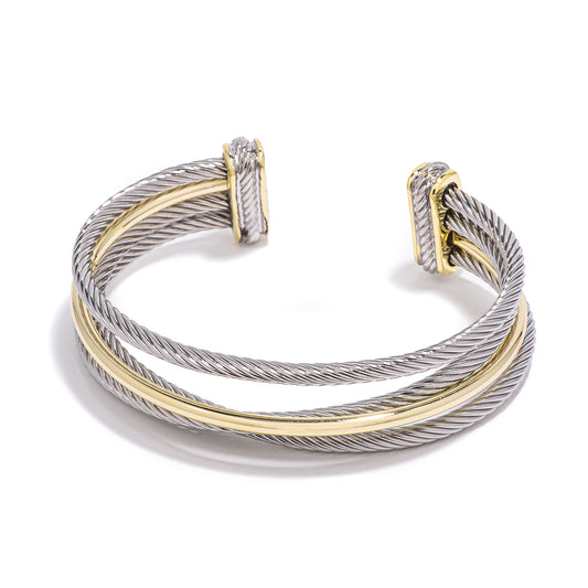 Simple Adjustable Mixed Metals Cuff Bracelet