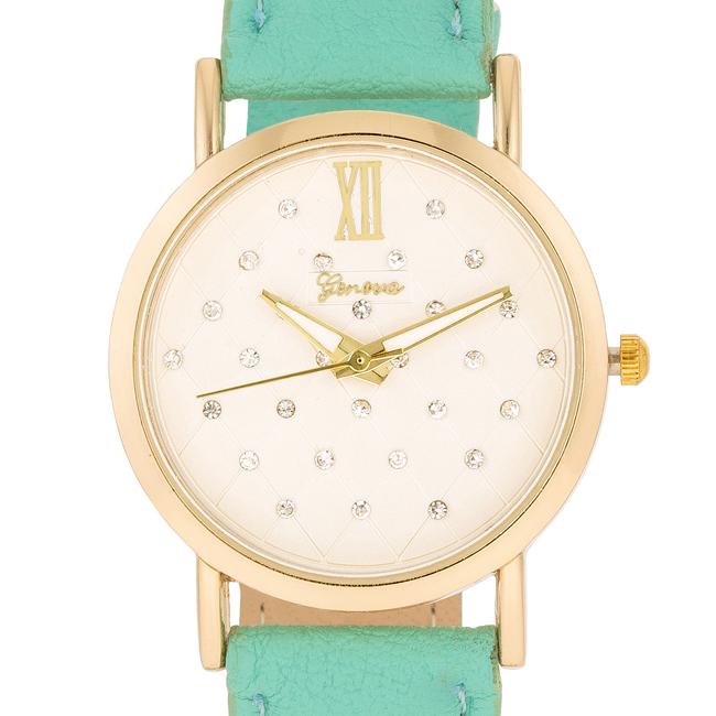 Gold Mint Leather Watch